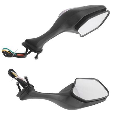 Schwarze Aluminium Motorrad Seitenspiegel mit Lichtern - 1 Paar, Geeignet für Verschiedene Modelle