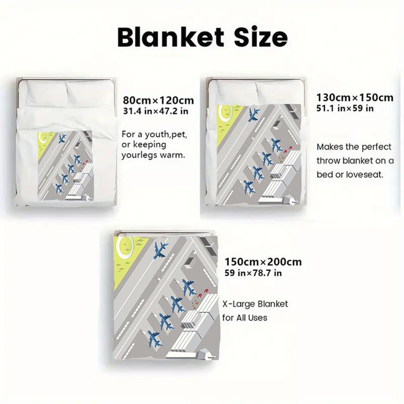 Airports and Airplanes 2D Flat Pattern Flannel Blanket High Quality All Seasons Warmth and Comfort Perfect for Christmas Gifts.MMT0918315