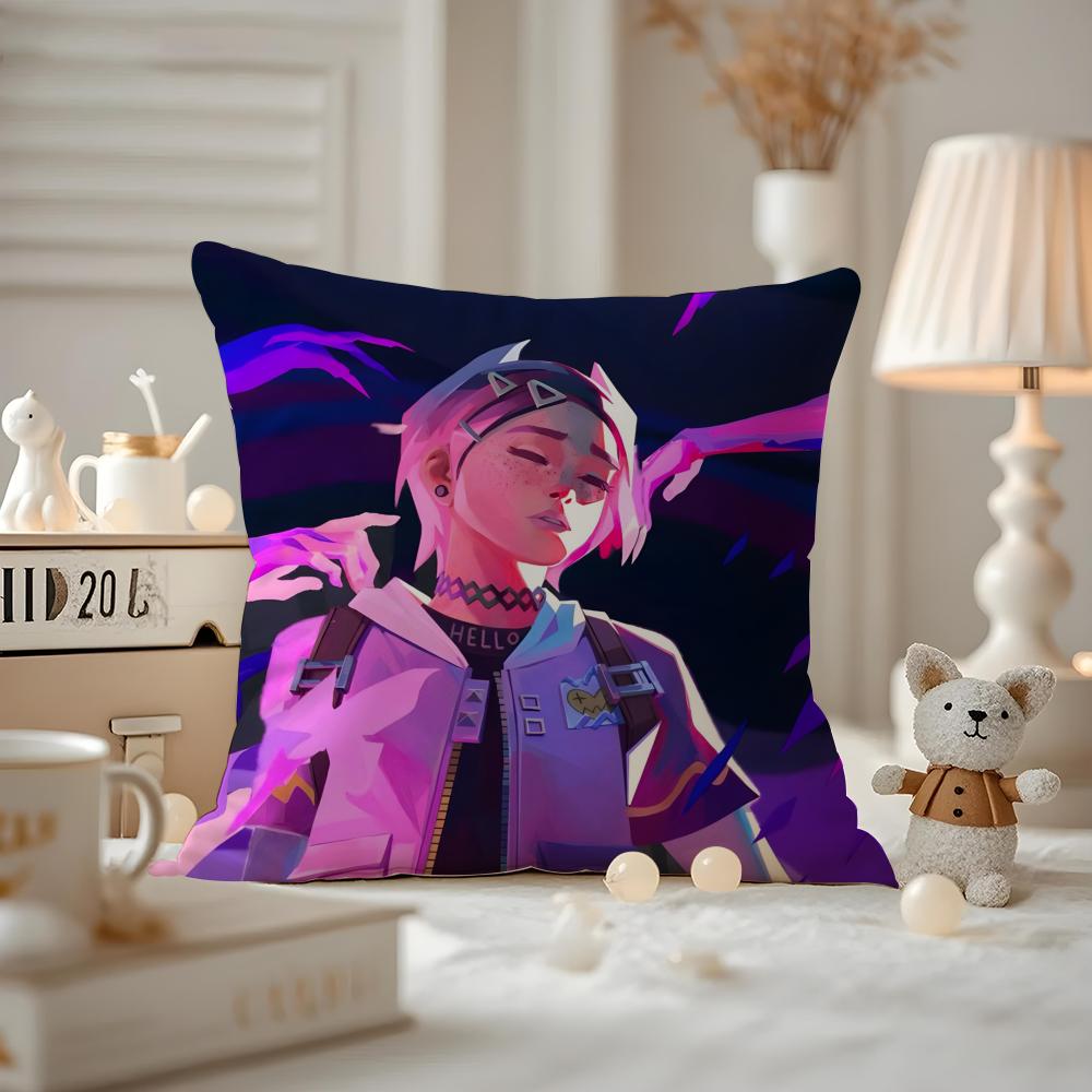 HOT Game VVALORANT Cushion Cover Antidustmite Pillowcase Invisible Zipper Silky Short Plush Sofa Cushion Cover