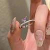 Luoxi Temple 925 Sterling Silver Purple Teardrop Minimalist Ring - 4x6mm Pear-Shaped Diamond