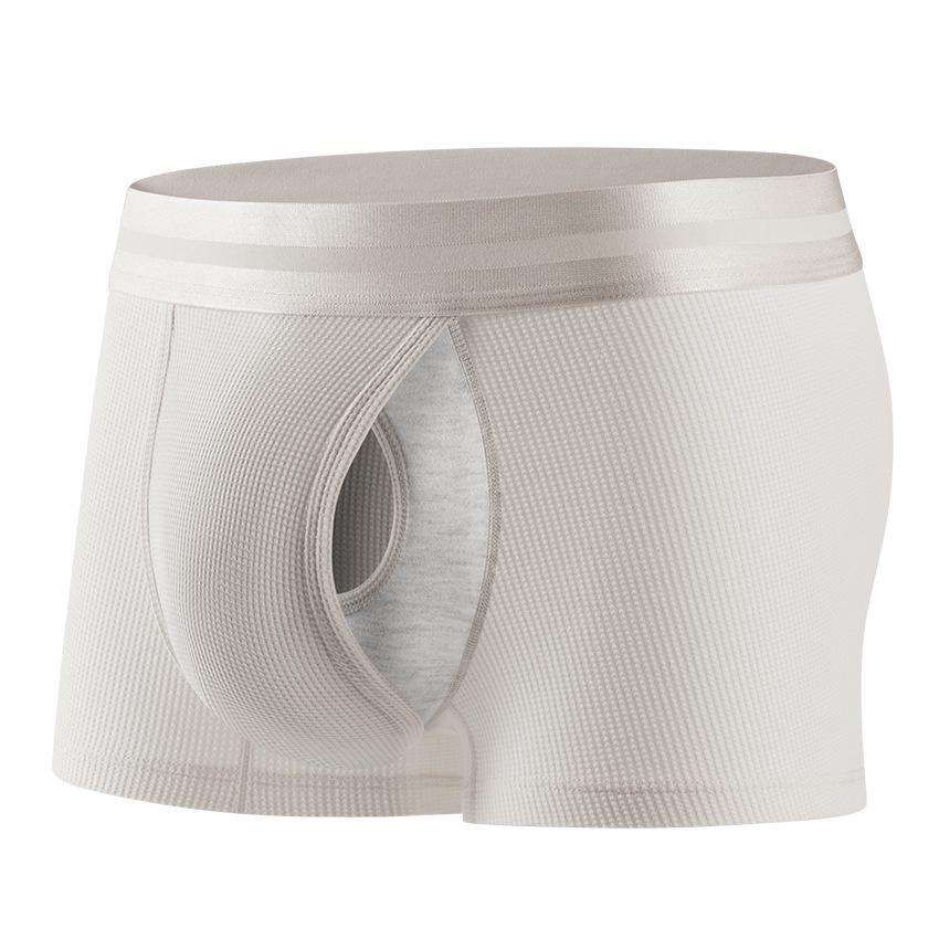 Raumkapsel Herren Waffelbaumwolle Boxershorts: Einfarbige, atmungsaktive, trendige Sportunterwäsche.