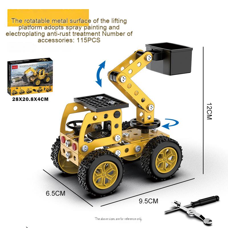 

3D Metal Puzzles Diy Assembly Model Engineering Vehicle Long Nose Truck Loader Crane Mixer Car Educational Toys For Children (As shown-21786)-