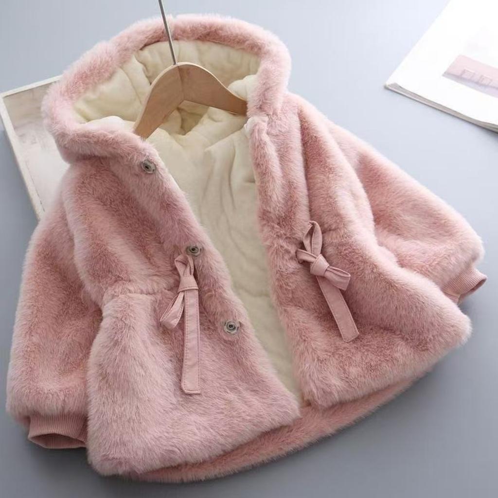 Children's Plush Coat With Velvet And Thick Hooded Cotton Coat
