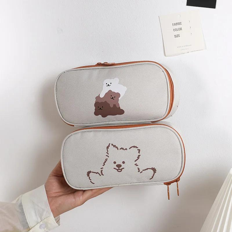 New Large Capacity Pencil Bag Simple Creative in-Day Canvas Stationery Bag Girl Primary School Pencil Case Boy Pencil Case