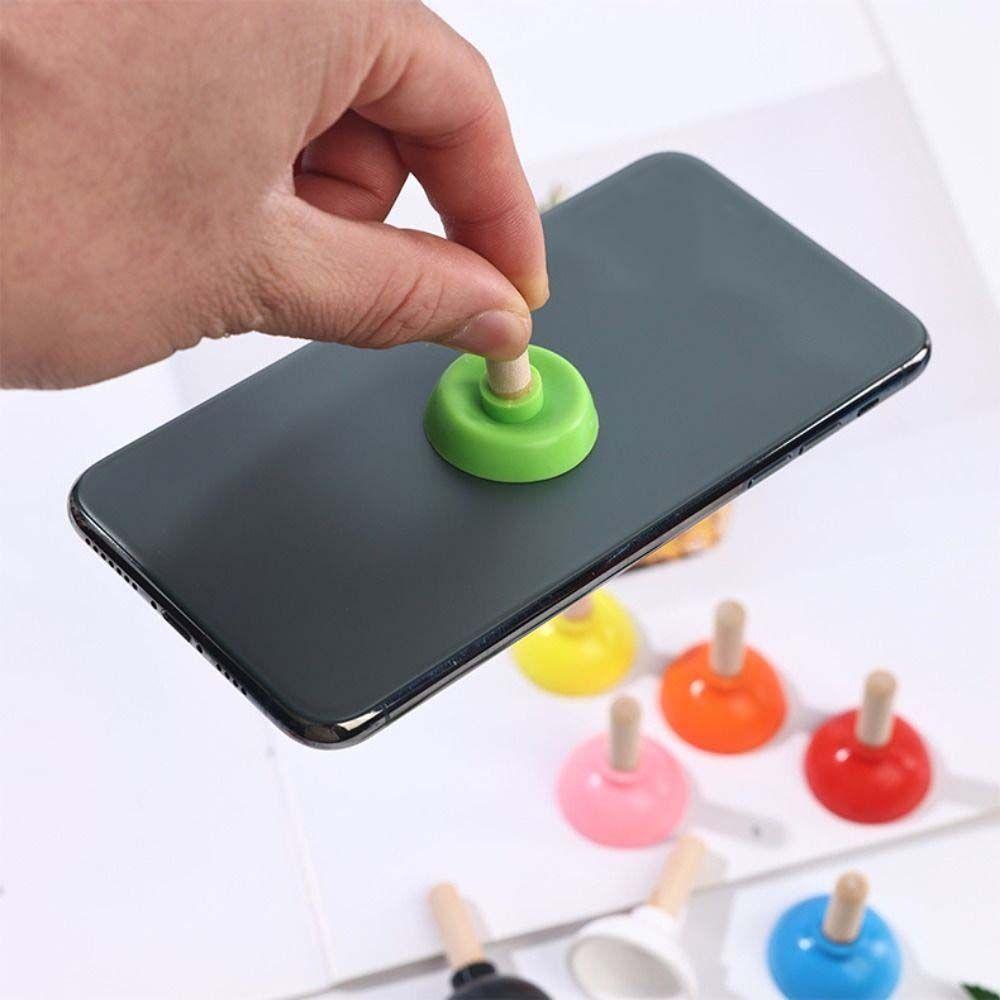Mini Tiny Plunger Magic Close-Up Toilet Sucker Stand Toilet Shape Phone Holder  For Card
