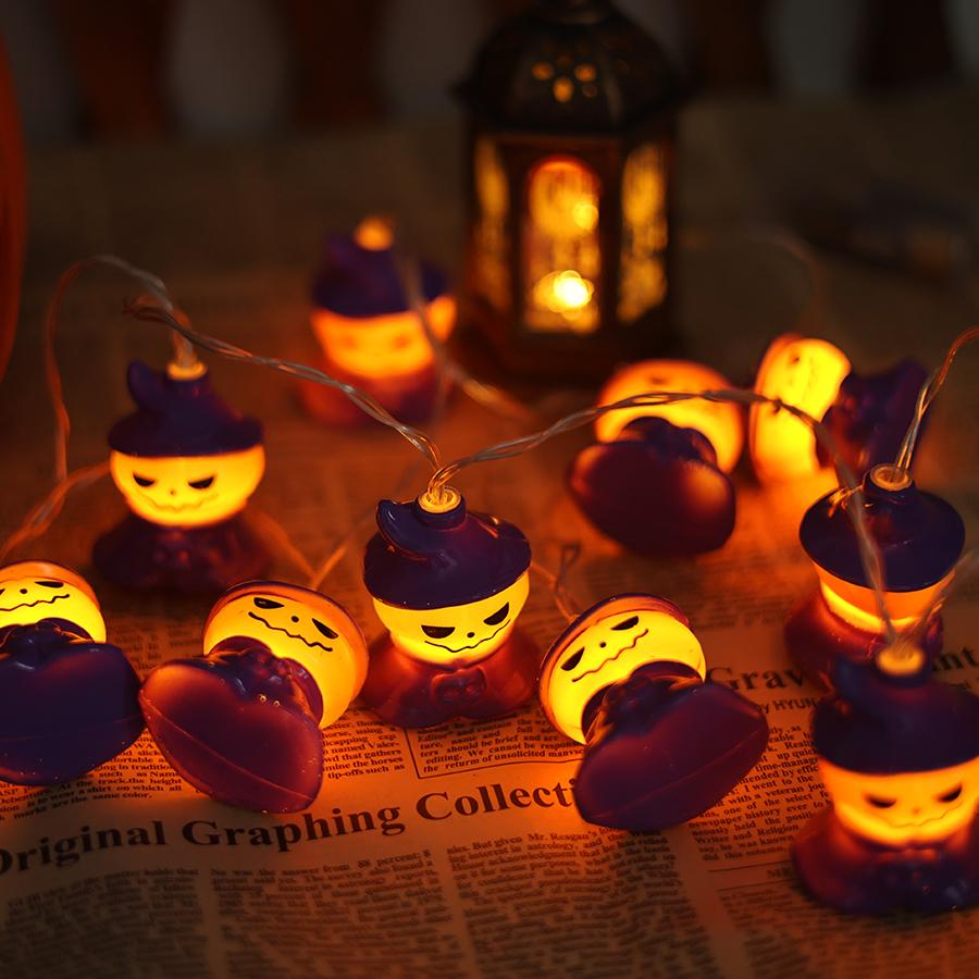 Halloween LED Pumpkin Ghost Wizard Lantern String Ghost Festival Shopping Mall Bar Decoration Atmosphere Lights