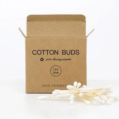 100 Pcs/Box Double Head Bamboo Cotton Buds Wood Stick Cotton Swab For Makeup , Nose Ear Cleaning , Pet Care , Art & Crafts