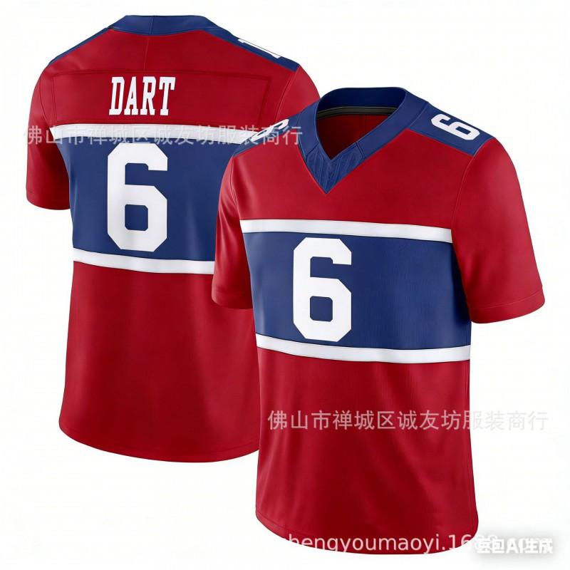 3rd Gen Embroidered Football Jersey Mens Giants 6 White DART Sports Shirt