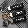 For Dokker Stepway Duster Logan Sandero Jogger Lodgy LOGO Carbon Fiber Leather Car Keychain Horseshoe Buckle Jewelry Accessories