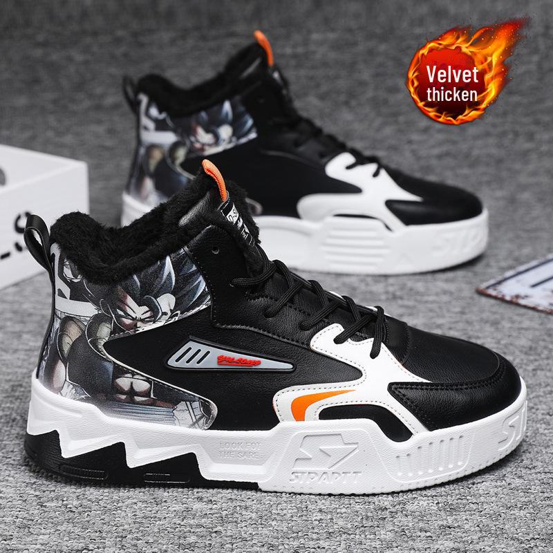 

«Зимние мужские высокие бархатные кроссовки 2025 года — повседневные туфли Mori Harajuku в корейском стиле из модного хлопка» 44