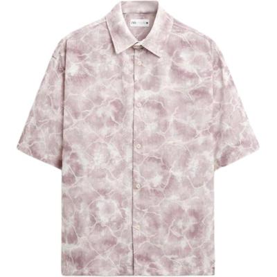 Loose Jacquard Polo Short Sleeve Shirt Men Shirts Dark-Purple 3992151-611