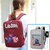 Spacious Usb Charging Stitch Backpack Nylon Material School Bag For Students