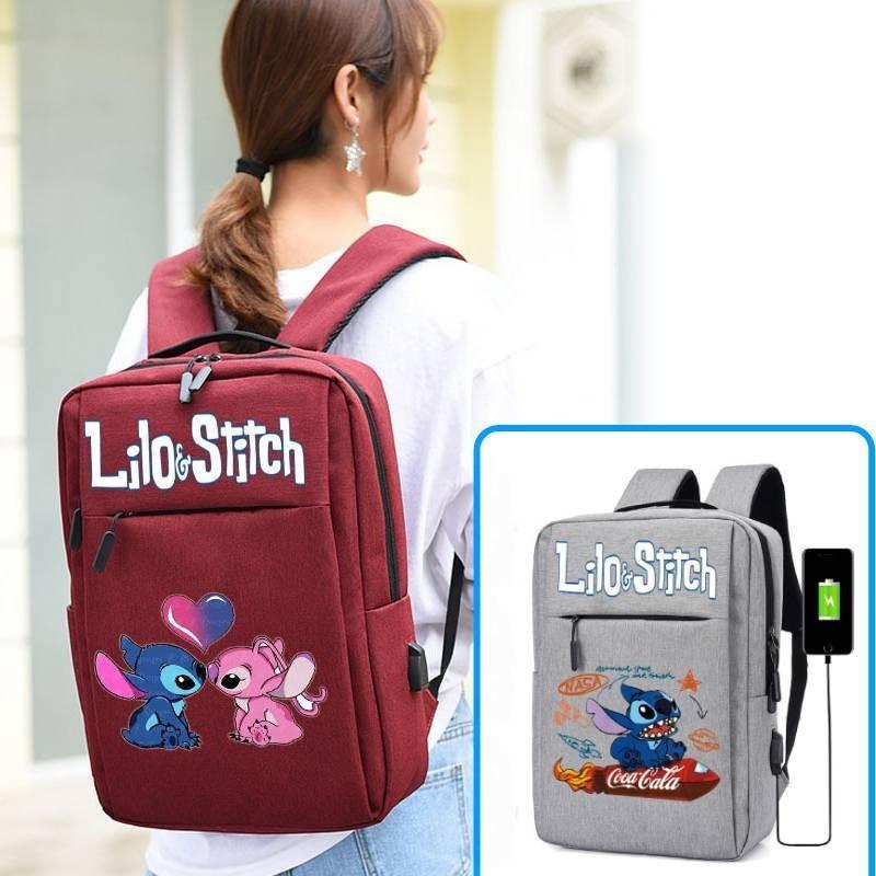 Spacious Usb Charging Stitch Backpack Nylon Material School Bag For Students