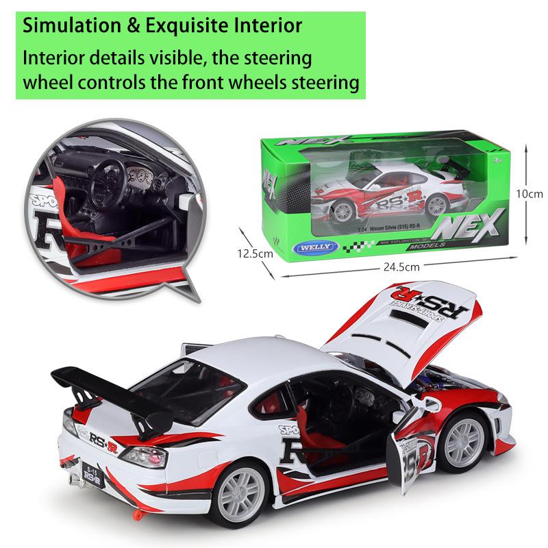 Welly Nissan Silvia im Maßstab 1:24(S15) RS-R Legierung Auto Modell Druckguss Metall Spielzeug Fahrzeuge Auto Modell Hohe Simulation Sammlung Kinder Geschenke