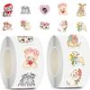 500 Pictures/roll Roll Sticker Hot-selling Tape Cartoon Bear Aesthetic Sticker Hand Account Material Decorative Envelope Mouth