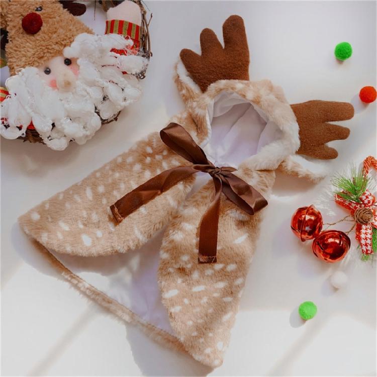Dog Cloak Dress Up Costume Photo Props Pet Cap Soft Horn Reindeer Cloak
