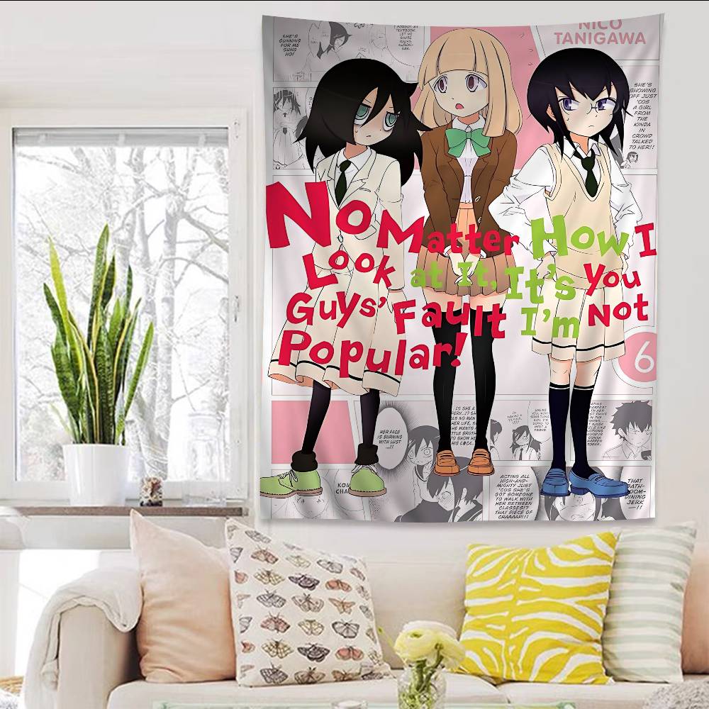 Anime Watamote Kuroki Tomoko Colorful Tapestry Wall Hanging Bohemian Wall Tapestries Mandala Wall Hanging Sheets