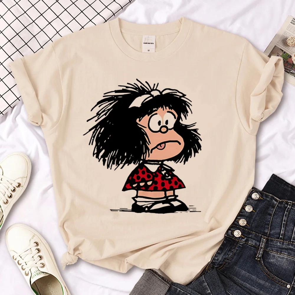 Mafalda T-shirts Women Japanese Tee Female Funny Designer Graphic Clothes  Y2k Top  Shirts for Women