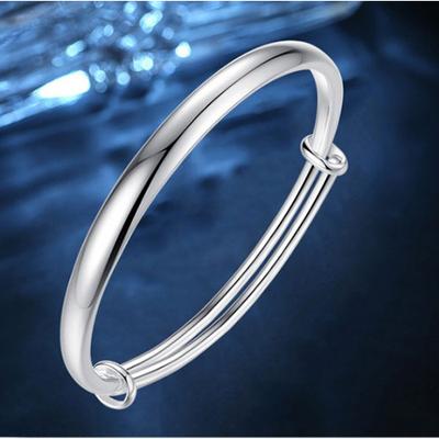 Silver Bracelet S999 Full Silver Women's Doubles Bu Guang Face Push Pull Bracelet Classic Versatile Bracelet for Mother's Festival Gift