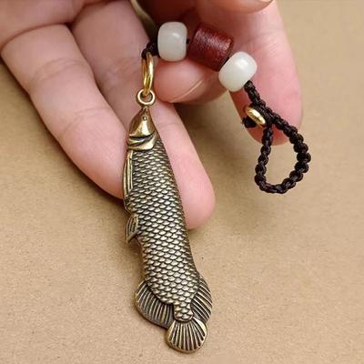 1Pc Retro Jinlong Fish Brass Fish Charms Pendant DIY Ornament Miniature Keychain Jewelry Home Decoration Craft Souvenir Gift