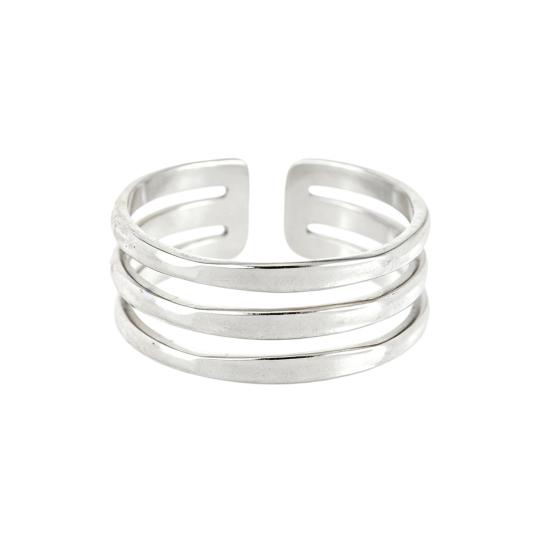 Thumb Ring Geometric Lines Shape Adjustable Opening Design Finger Ring Stainless Steel Finger Band Versatile Jewelry