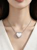 Stainless Steel Heart-shaped Rhinestone Pendant Necklace for Women