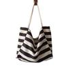 Contrast Color Black White Stripe Bag Large Capacity Thin Straps Tote Bag  Daily