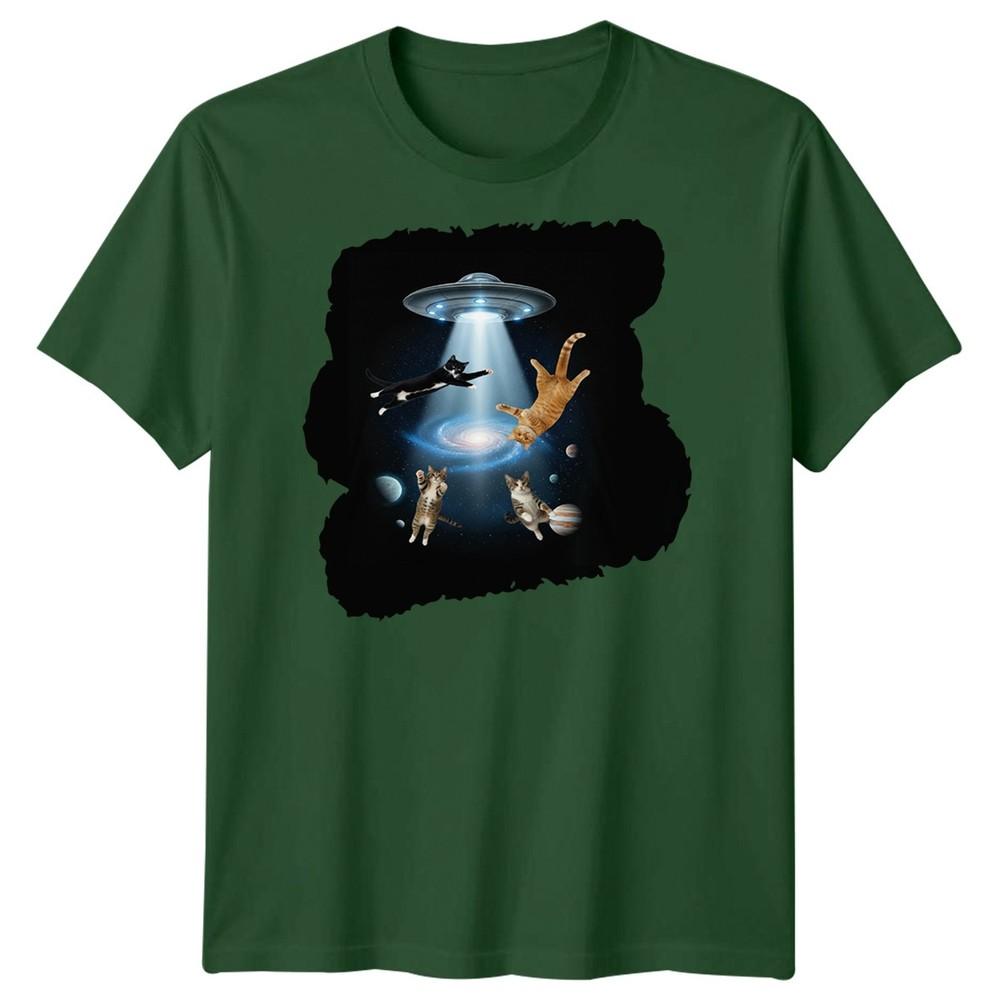 SciFi Alien Abduction Cats Ufo Unisexs TShirt Space Galaxy Graphic