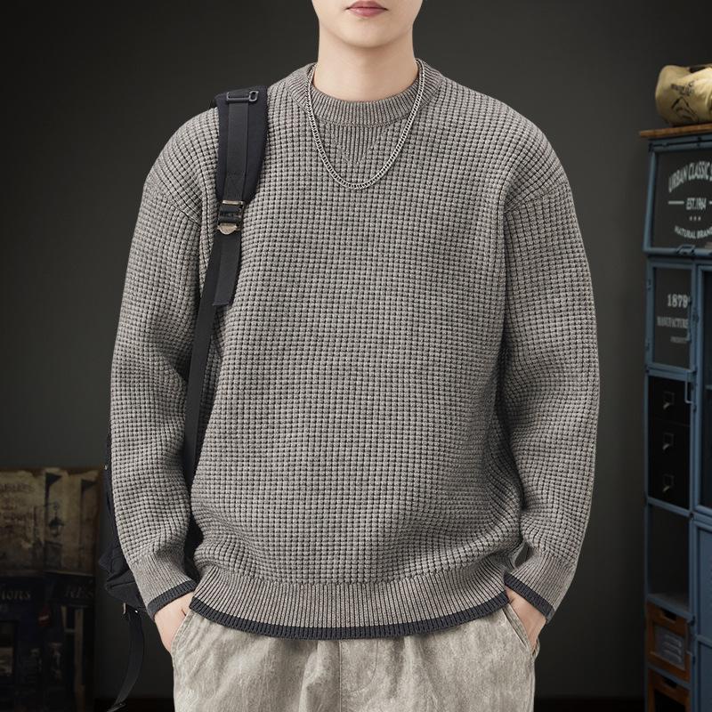 

2025 Retro American Style Pineapple Pattern Men s Knitwear Jacket L for 135-150 lbs