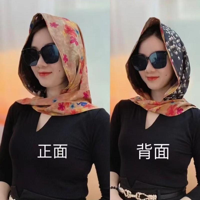 Floral Print Scarf Hat Women UV Protection Headwrap Outdoor Travel Photography Accessory