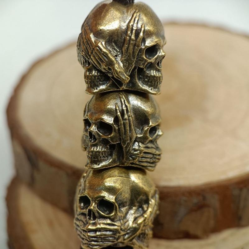 Dreiseitiger Totenkopf Messing Messerperlen EDC Outdoor DIY Paracord Gewebtes Lanyard Schlüsselanhänger Anhänger Schmuckzubehör