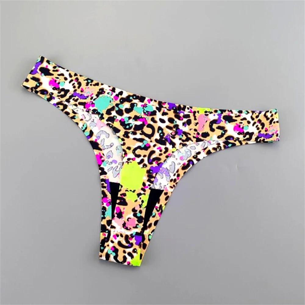 3 Pcs Leopard G String Womens Printed Thongs Ice Silk Seamless One Piece Ladies Sexy G-string Underwear Plus Size