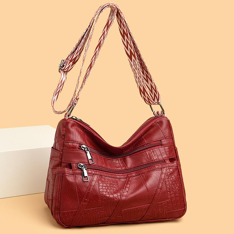 Middle-aged and Elderly Bag Middle-aged Soft Leather Single-shoulder Crossbody Bag Large-capacity Grandma Bag Casually