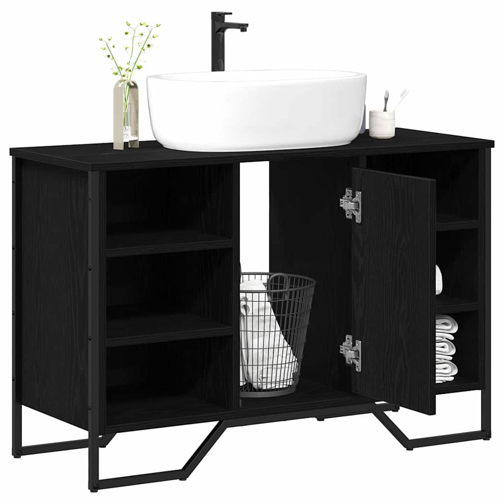 Waschbeckenunterschrank mit Tür Schwarzeiche-Optik 91 x 35 x 60 cm