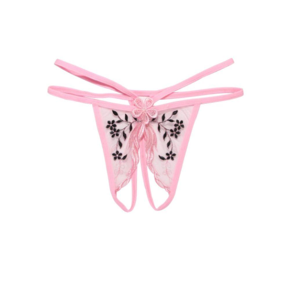 Embroidery Lace Flower Panties Thin Belt Traceless Briefs Fashion Women Mesh Thong Valentine's Day
