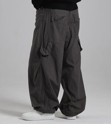 Beoteunseoul Multi-Pocket Wide Strap Cotton Pants (Dark Gray)