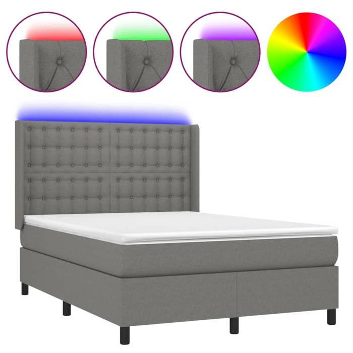 VidaXL Sommier à Lattes de Lit avec Matelas et LED, Lit Rembourré, Lit Double, Lit Adulte de Chambre à Coucher Intérieur, 3138630