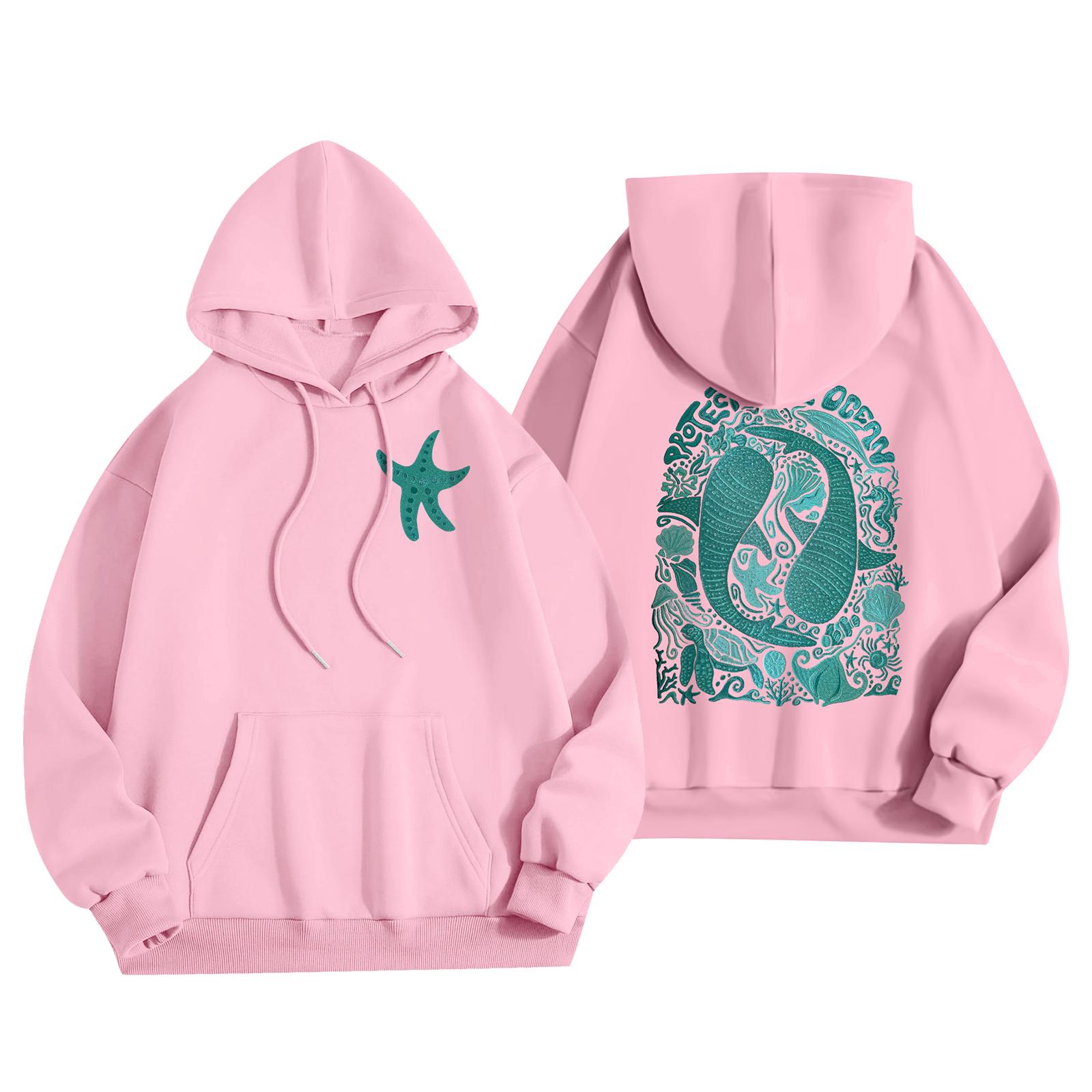 

Женская мода, женский легкий пуловер с длинными рукавами и карманами, толстовка с капюшоном в стиле консервативного стиля S розовый