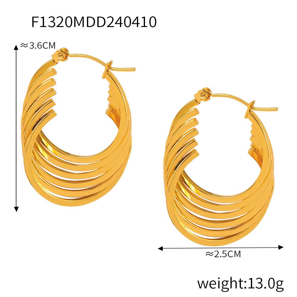 Irregular Multi-Layer Linear Earrings: Trendy Gold-Plated Titanium Steel Jewelry