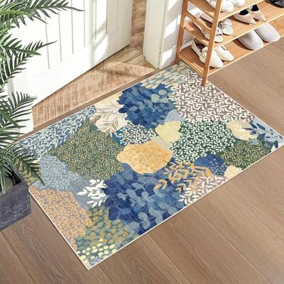 Botanical Leaf Pattern Door Mat Colorful Floral Design Non-Slip Absorbent Rug for Front Door Entryway Living Room Welcome Mat