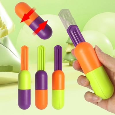 Kreativer Mini-Teleskopschneider in Kapselform, Zappelspielzeug, bunter Fingerspitzen-Kunststoffschneider, Dekompressionsspielzeug