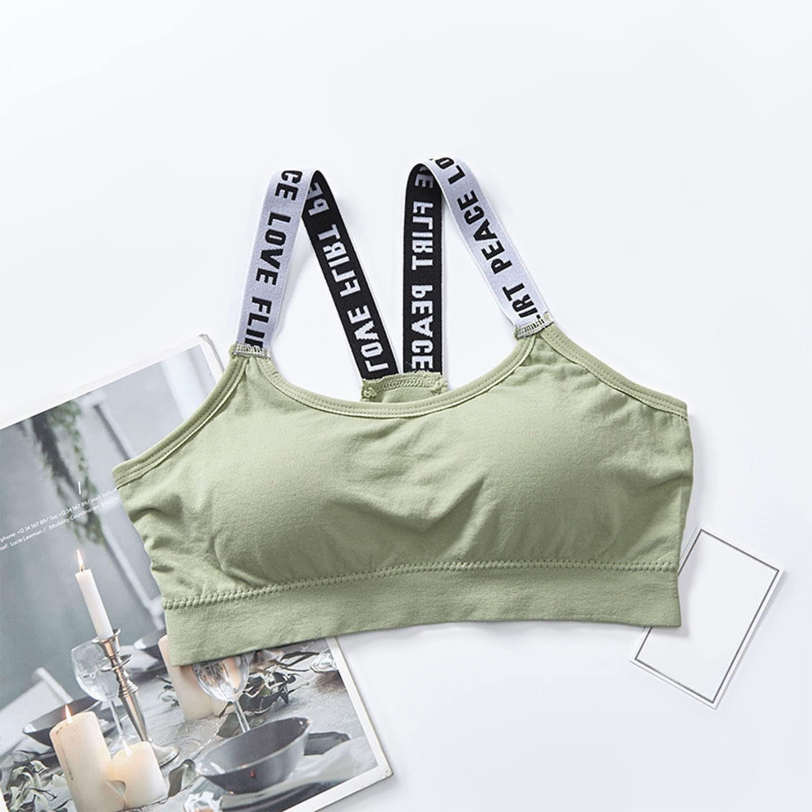 

Женское сексуальное однотонное нижнее белье с надписью на бретелях для занятий спортом на открытом воздухе, красивое нижнее белье на спине с запахом на груди One Size зелёный