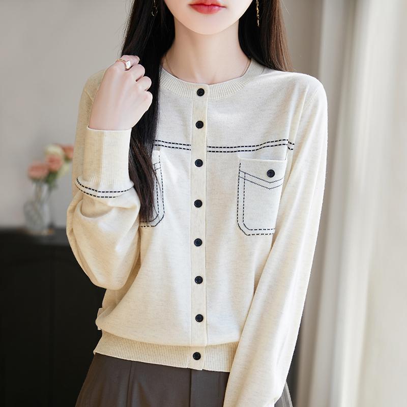 Women's Lightweight 50% Wool 50% Mulberry Silk Cardigan - 4-Season Versatile Knitwear for All-Year Comfort & Style