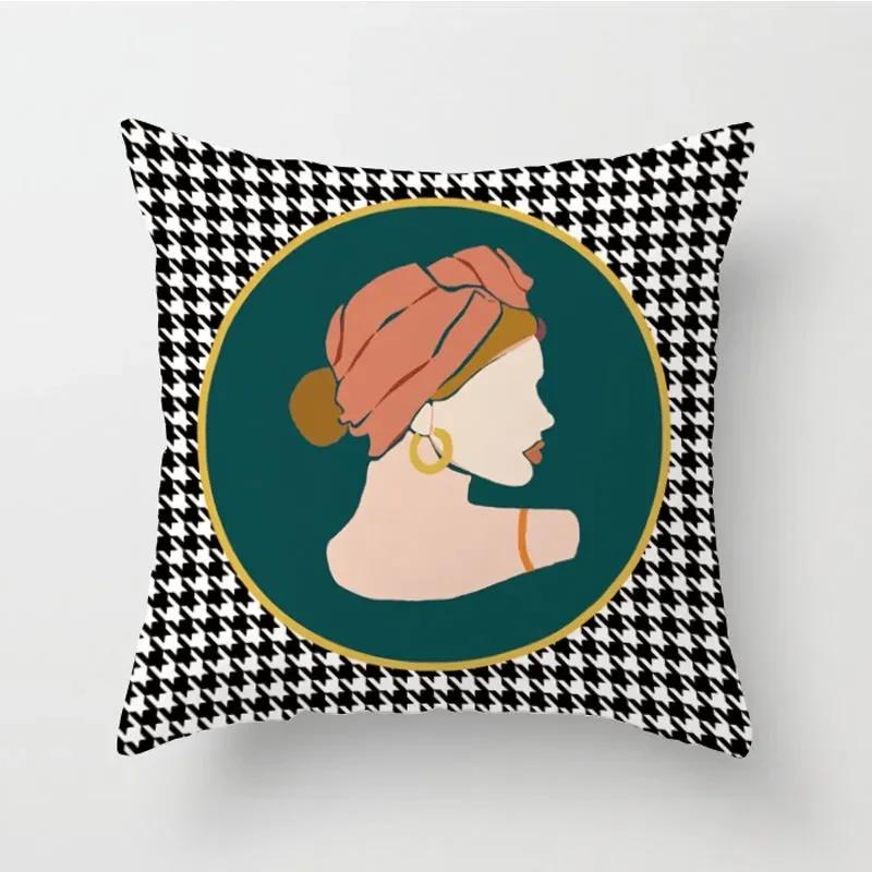 

x Скандинавский Набор Подушек с Принтом Комната Геометрический Чехол для Подушки на Диван Синий Английский Зеленый Домашний Декор Наволочка 66x66cm