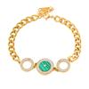 Titanium titanium steel green white round acrylic bracelet