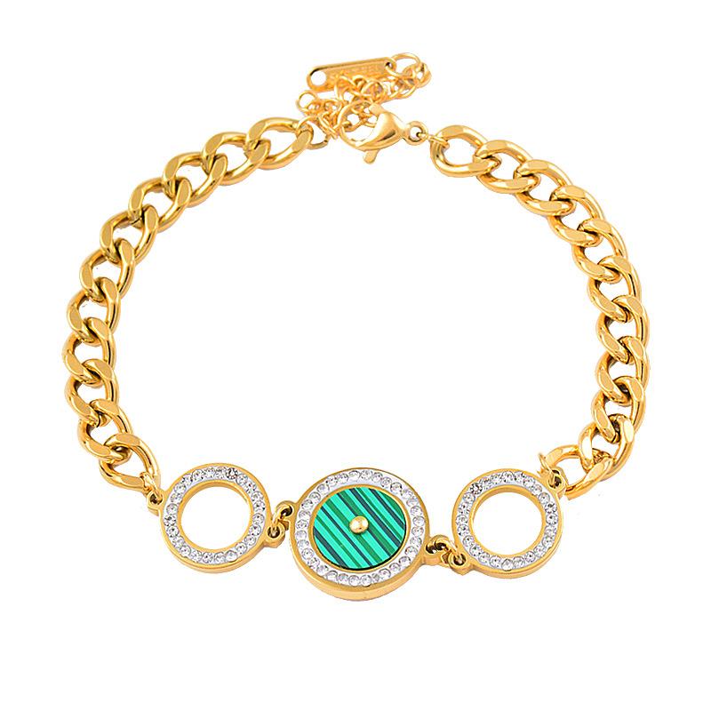 Titanium titanium steel green white round acrylic bracelet