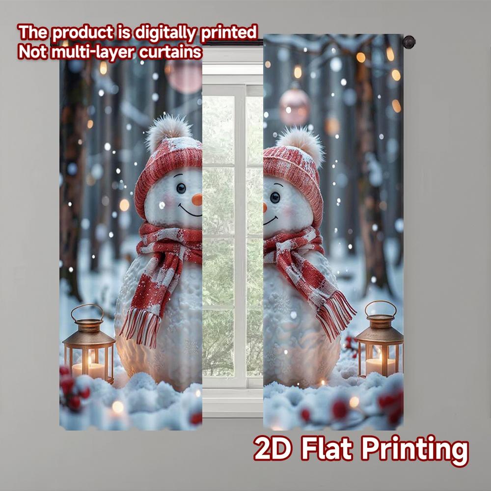 

Flat Printing Merry Christmas Drapes Versatile Polyester Fabric Without Electricity Spring Curtain Set Of 2 Made Washable W100*H70(CM)-Rod Pocket&1PCS