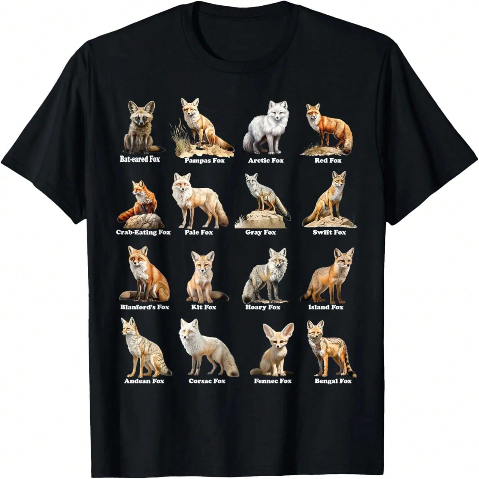 Foxes Of The World  Fox Animals Educational Design T-Shirt S разноцветный