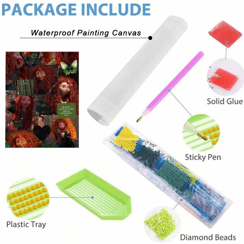 Disney Diamond Painting 5D DIY Brave Merida Diamond Painting Set Suitable for Adults/Beginners Creative Gift Home Decoration