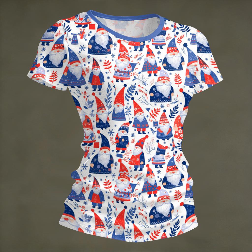 Women's Fashion Round Neck Independence Day Print Short Sleeve Loose Crewneck T-Shirt Top